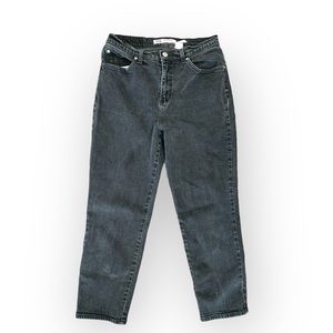 Vintage Faded Glory Jeans Womens Size 12 Petite Black Straight Classic Fit Denim
